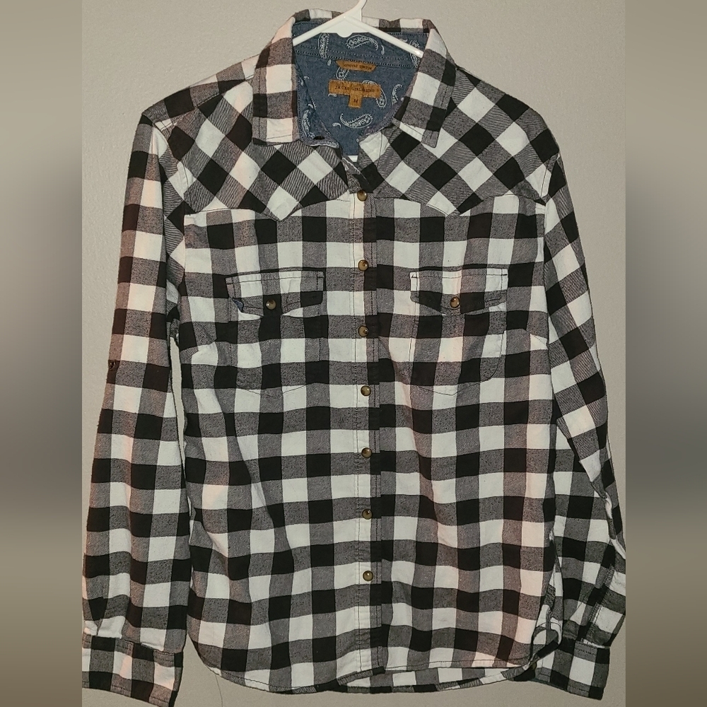 Jacks Girlfriend Flannel black and white size‎ M comfort stretch